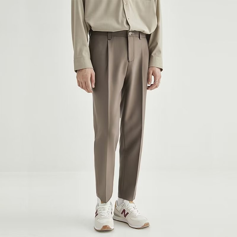 Straight Leg Ankle Pants With Front Fly Closure