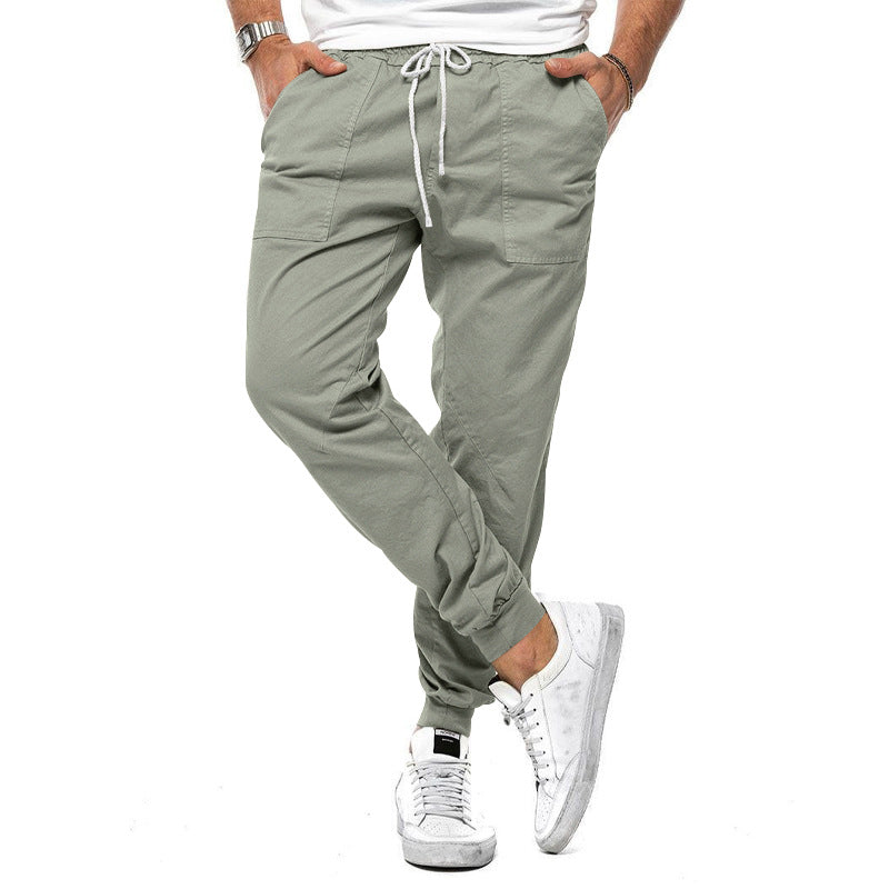 Tapered Joggers With Elastic Waistband And Front Drawstring And Spacious Pockets