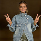Oversized Denim Jacket High Collar