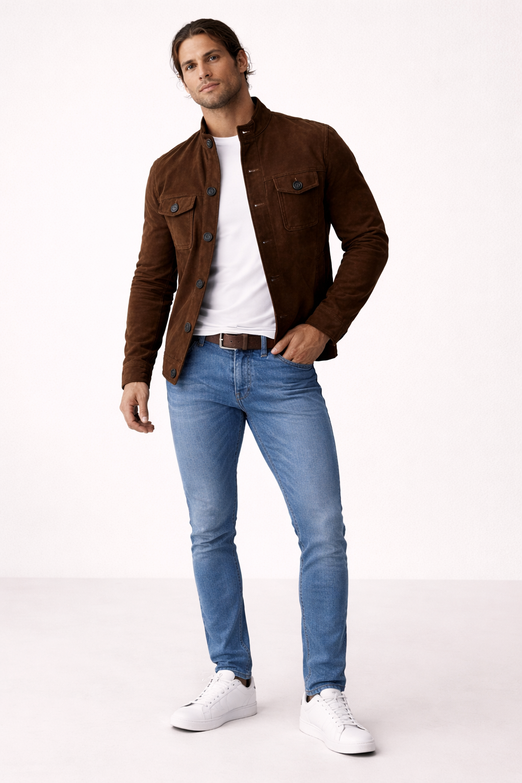 Casual Jacket Front Button Closure Regular Fit