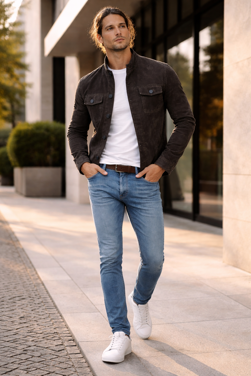 Casual Jacket Front Button Closure Regular Fit