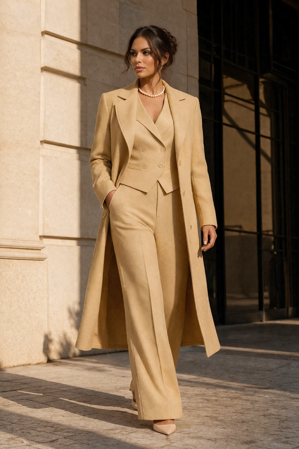 Three Piece Blazer Vest Pants Set