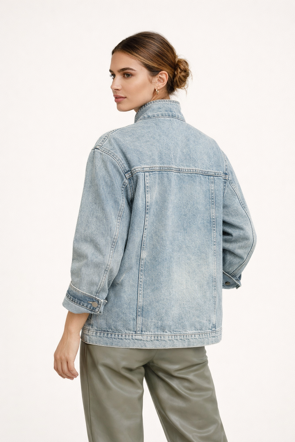 Oversized Denim Jacket High Collar