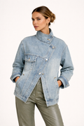 Oversized Denim Jacket High Collar
