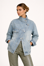 Oversized Denim Jacket High Collar