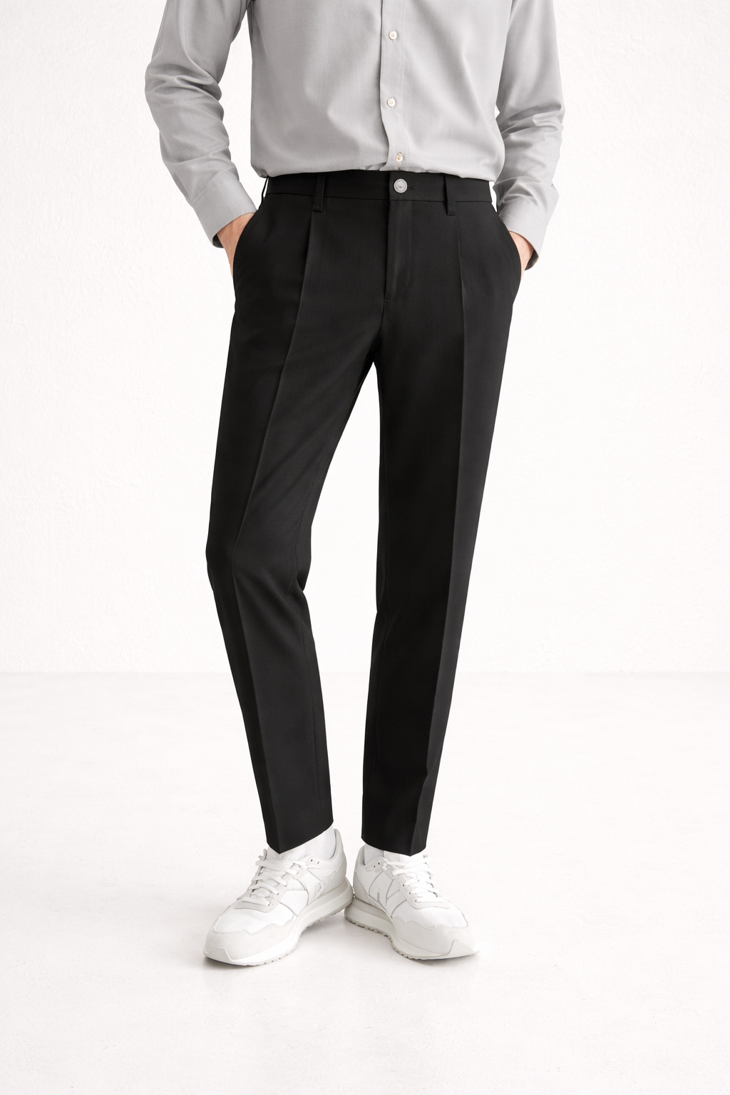 Straight Leg Ankle Pants With Front Fly Closure