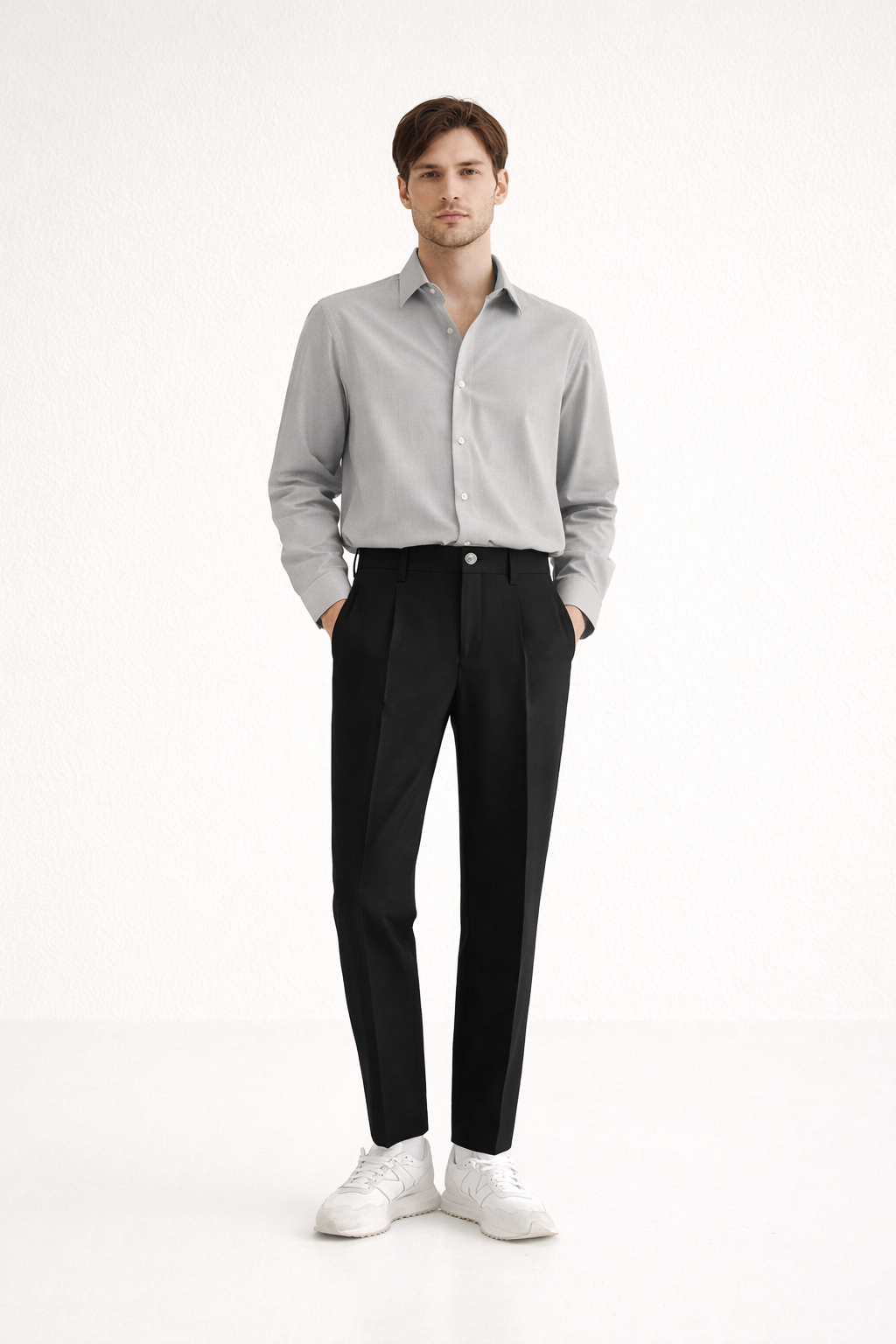 Straight Leg Ankle Pants With Front Fly Closure