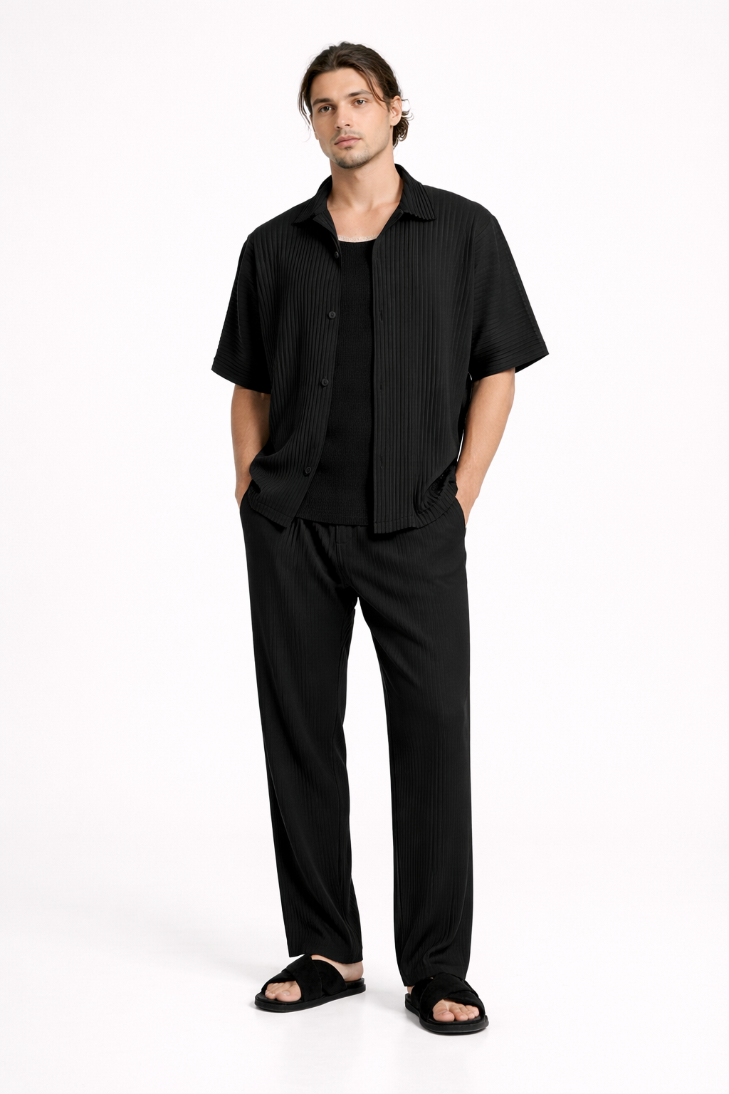 Casual Shirt And Straight Pants Set