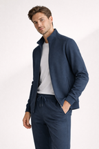 Sports Set With Front Zipper Jacket And Straight Leg Trousers
