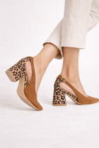 OpenBack Sandals With Closed Toe Printed Block Heel