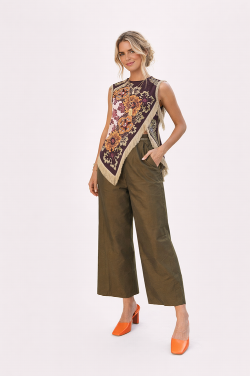Fringe Top Round Neck Loose Fit