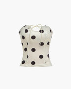 Polka Dot Print Party Corset Top Strapless Bodice With Front Bow And Fitted Silhouette