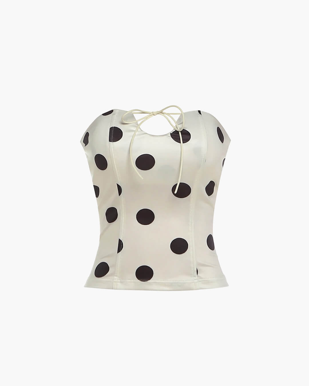 Polka Dot Print Party Corset Top Strapless Bodice With Front Bow And Fitted Silhouette