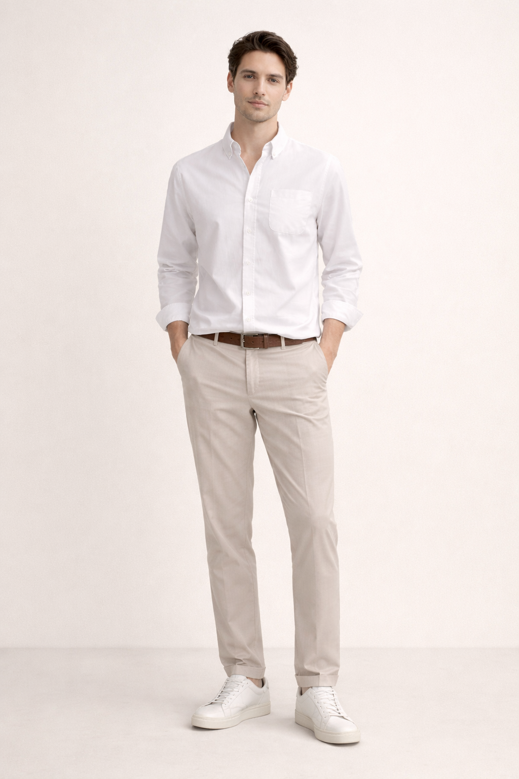 Long Sleeve Shirt With Classic Collar Chest Pocket