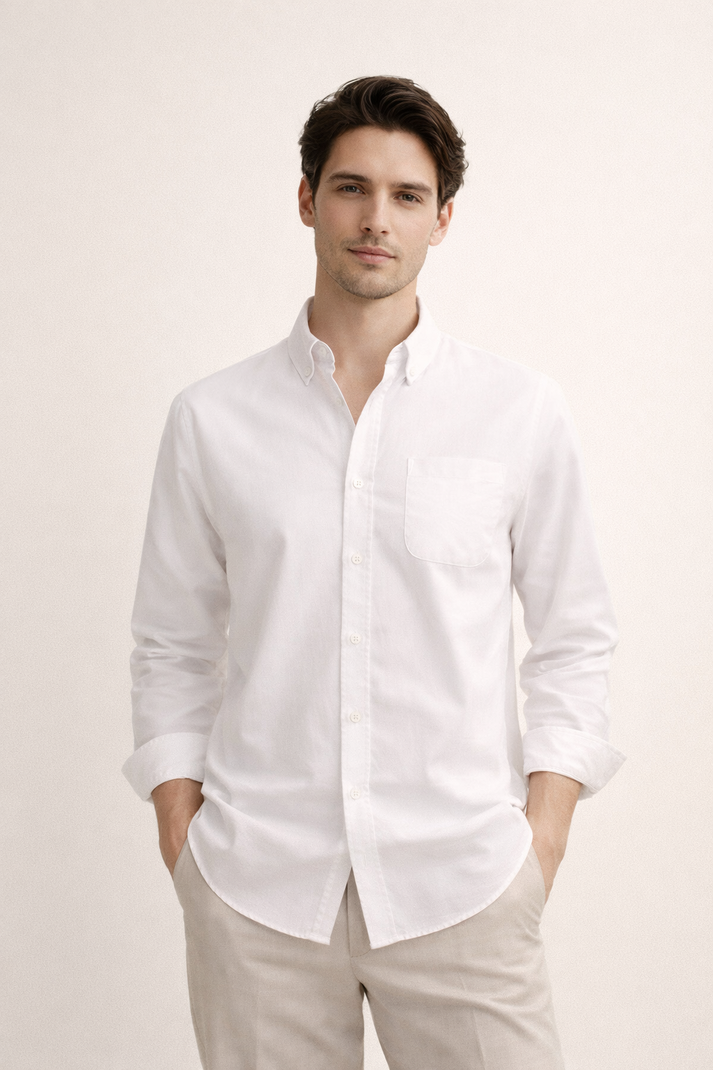Long Sleeve Shirt With Classic Collar Chest Pocket