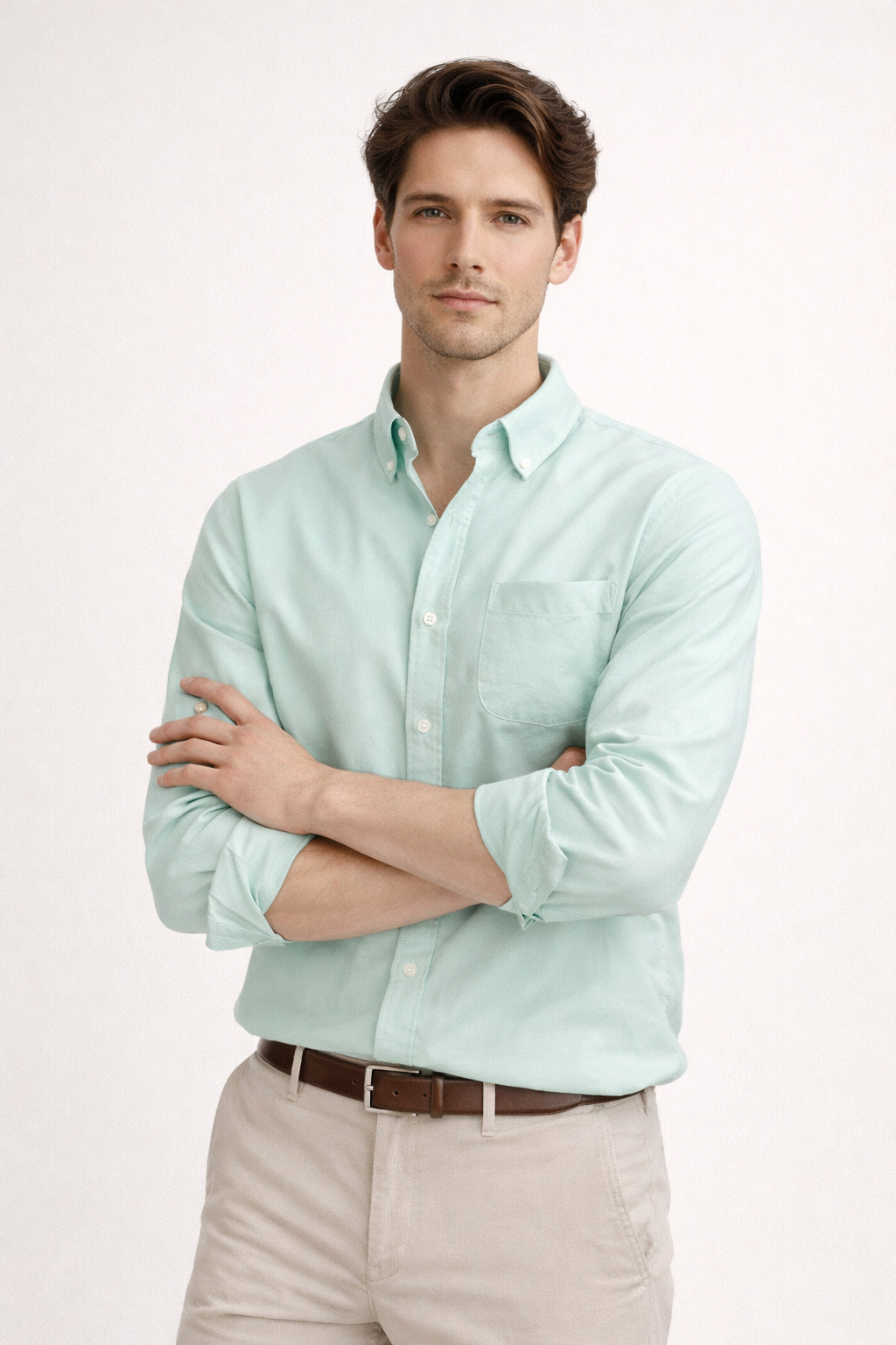 Long Sleeve Shirt With Classic Collar Chest Pocket