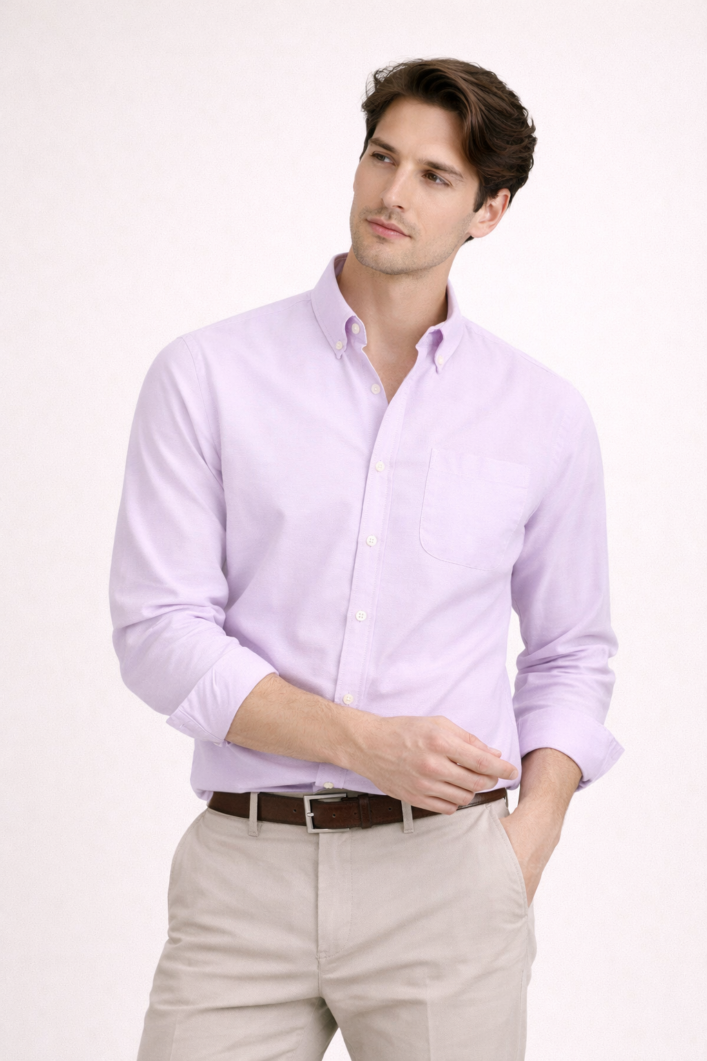Long Sleeve Shirt With Classic Collar Chest Pocket
