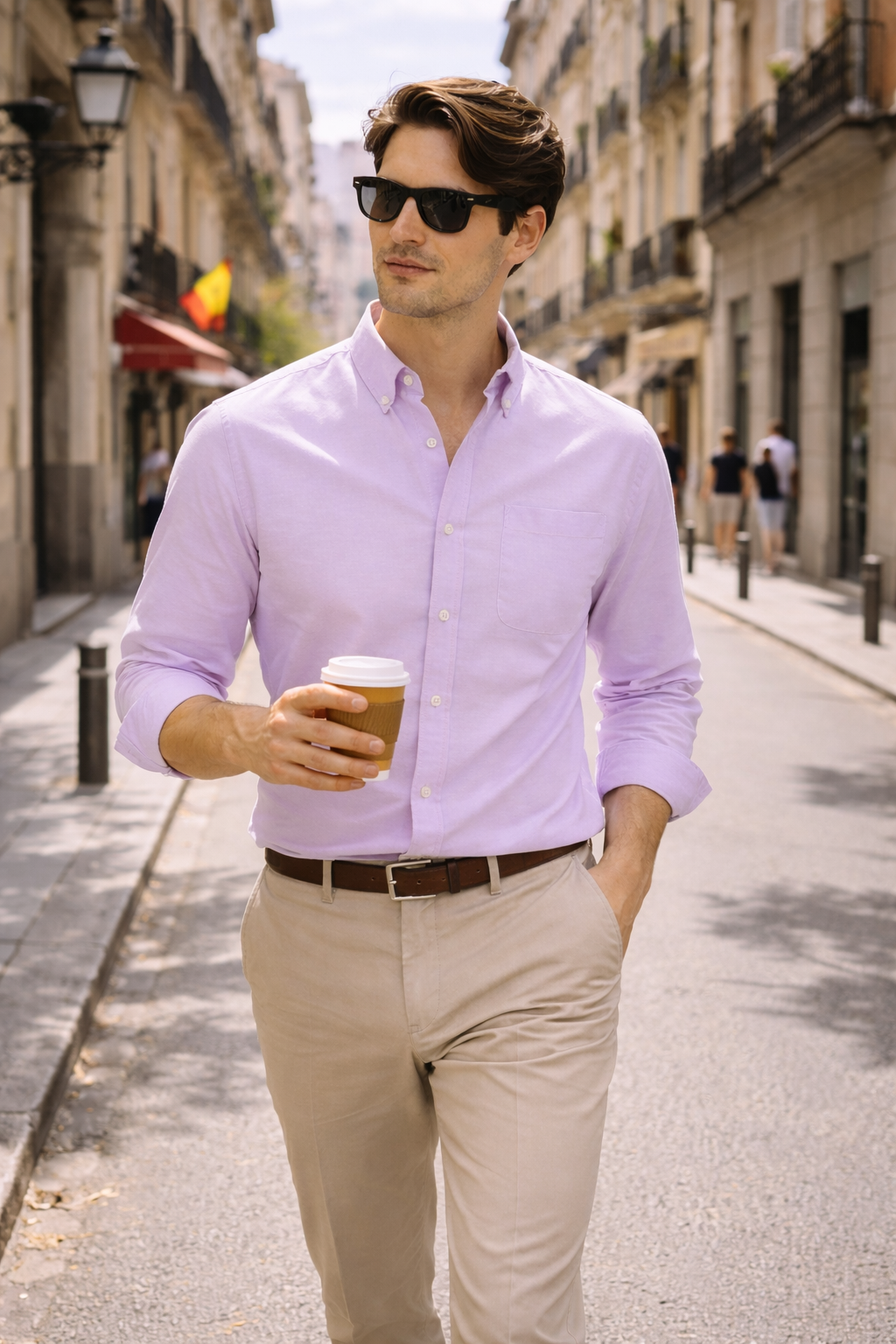 Long Sleeve Shirt With Classic Collar Chest Pocket