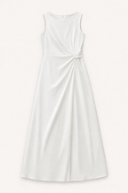Tailored Long Dress With Side Draping And Slit Elegant Evening Gown