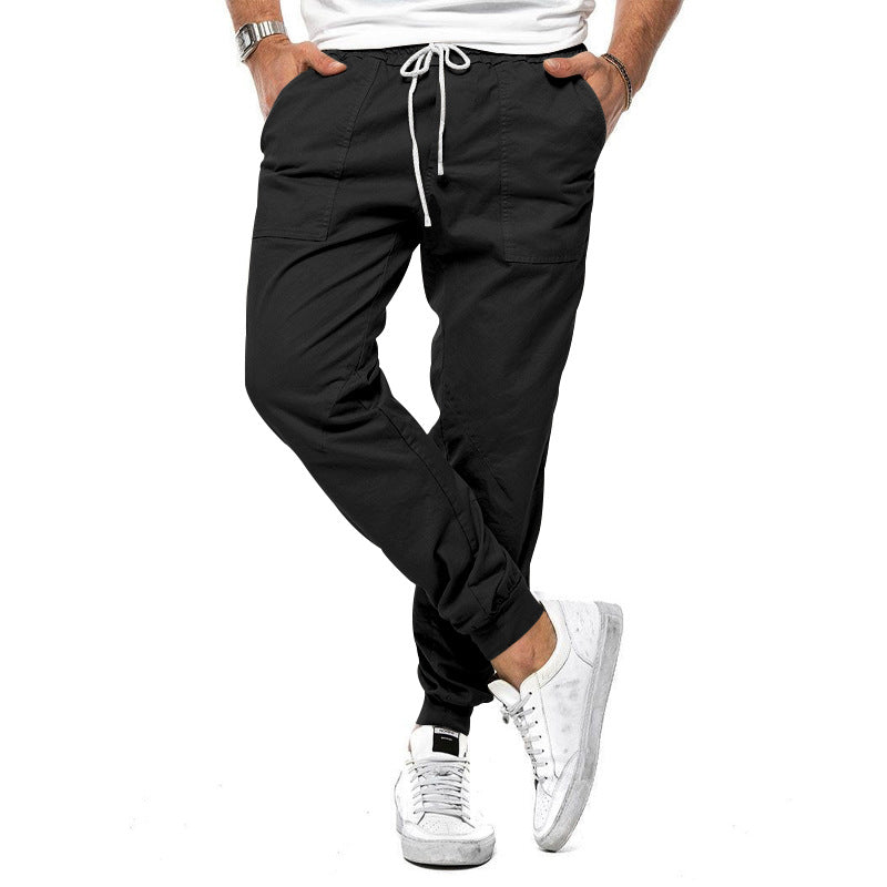 Tapered Joggers With Elastic Waistband And Front Drawstring And Spacious Pockets
