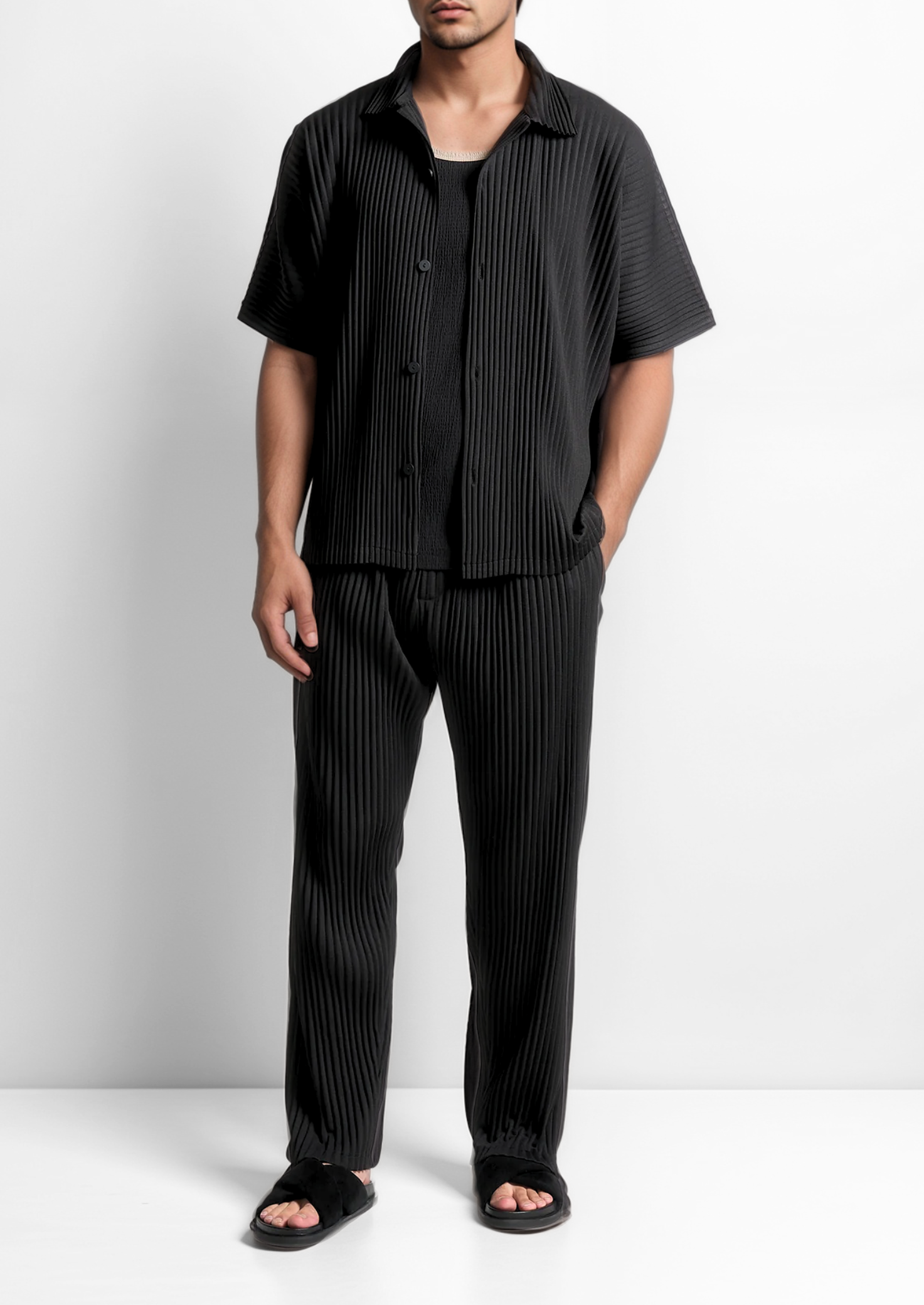 Casual Shirt And Straight Pants Set