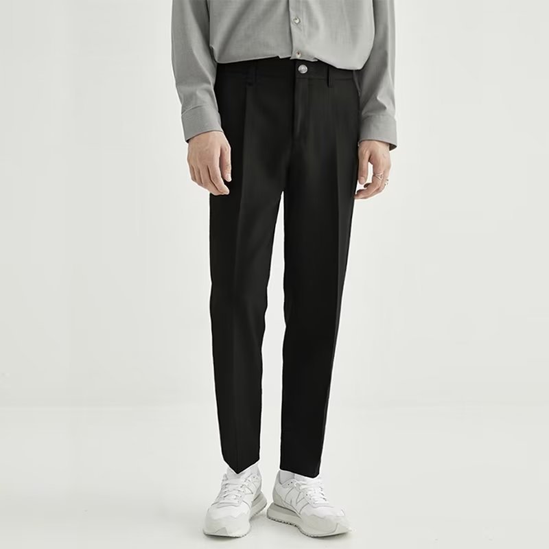 Straight Leg Ankle Pants With Front Fly Closure