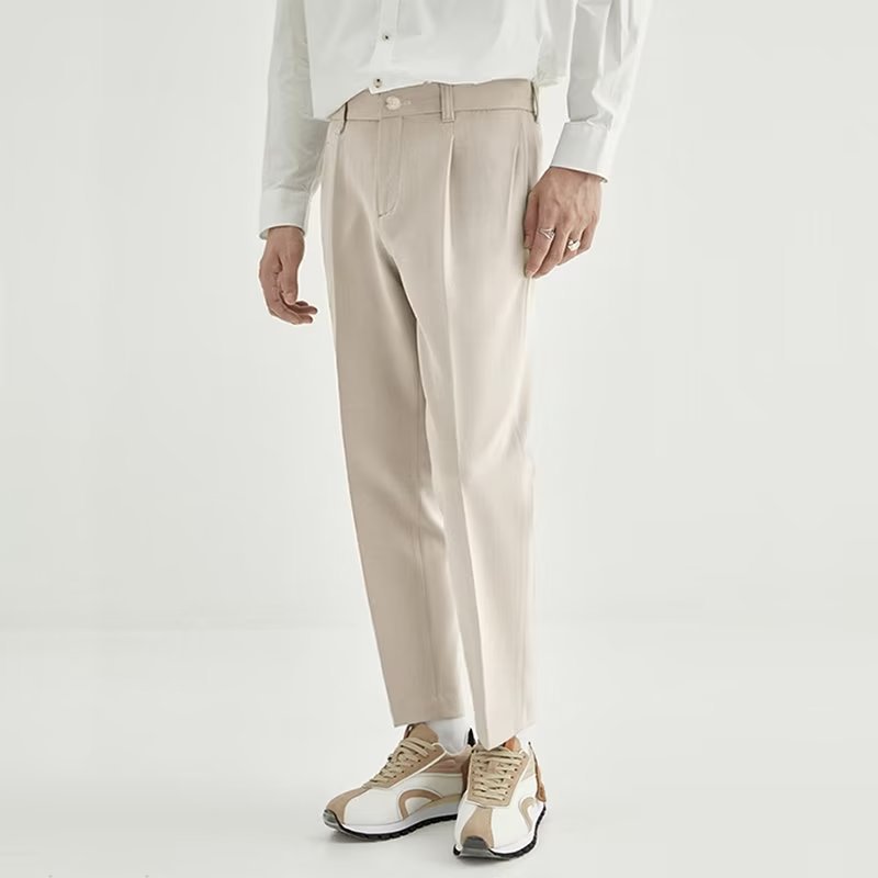 Straight Leg Ankle Pants With Front Fly Closure