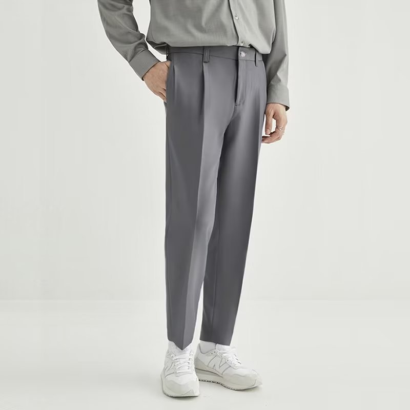 Straight Leg Ankle Pants With Front Fly Closure